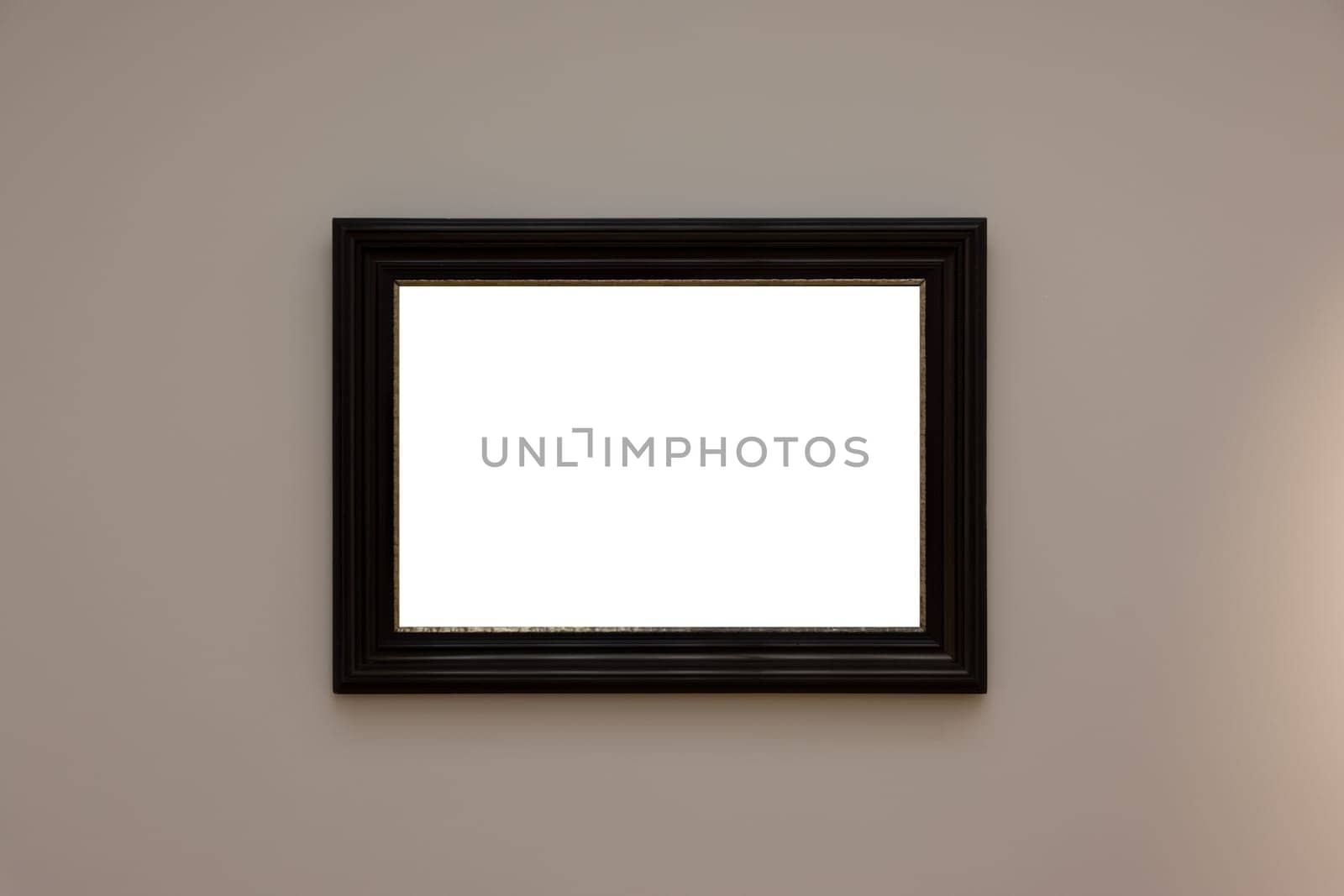 Blank White Art Gallery Frame Picture Wall White Contemporary Modern Rectangular Shape Isolated Empty