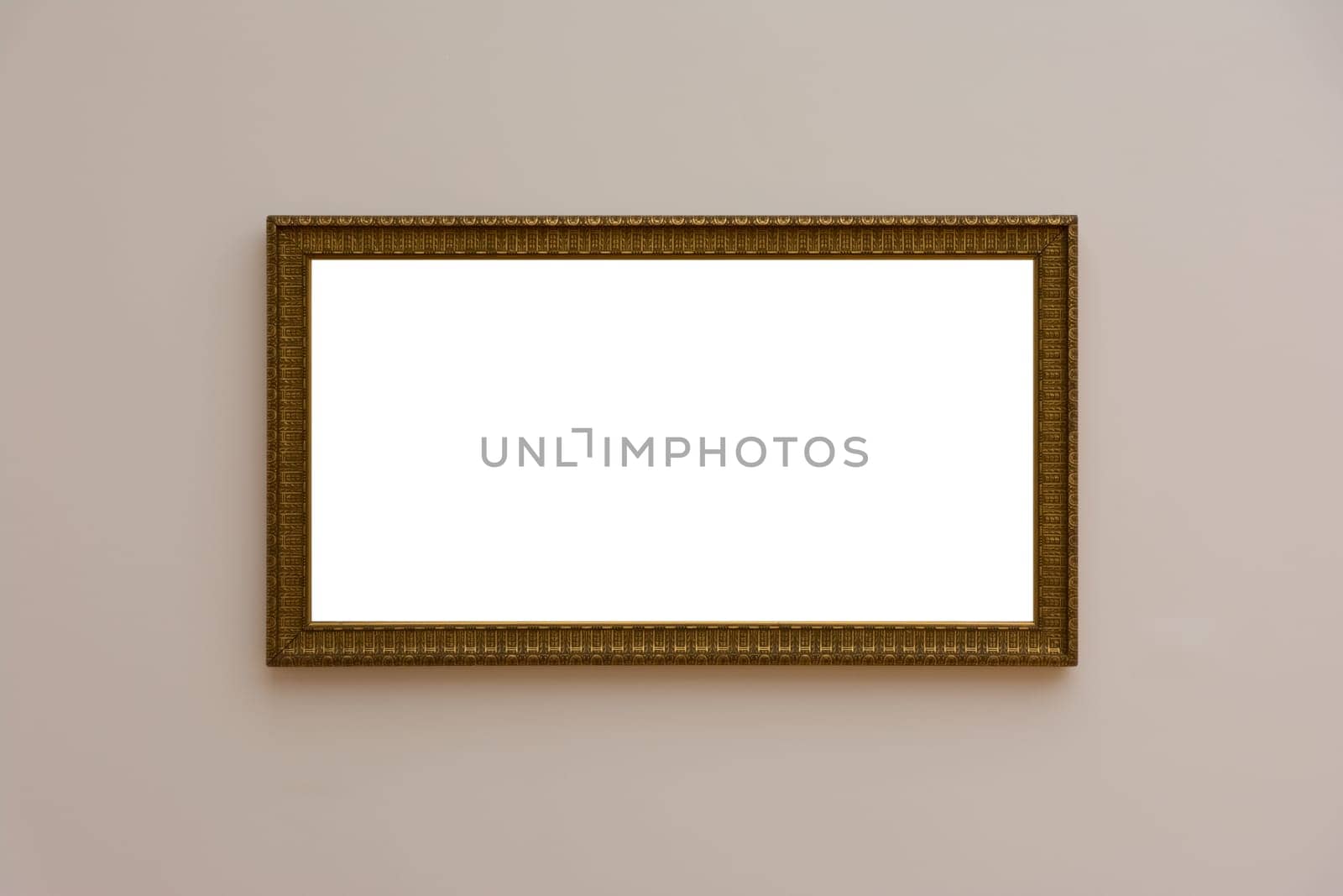 Blank White Art Gallery Frame Picture Wall White Contemporary Modern Rectangular Shape Isolated Empty