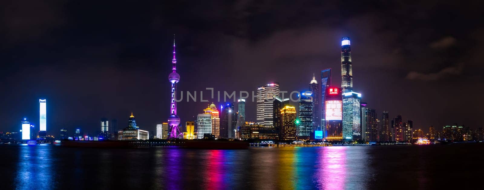 Night Scene of The Oriental Pearl Tower in Shanghai,China April 2018