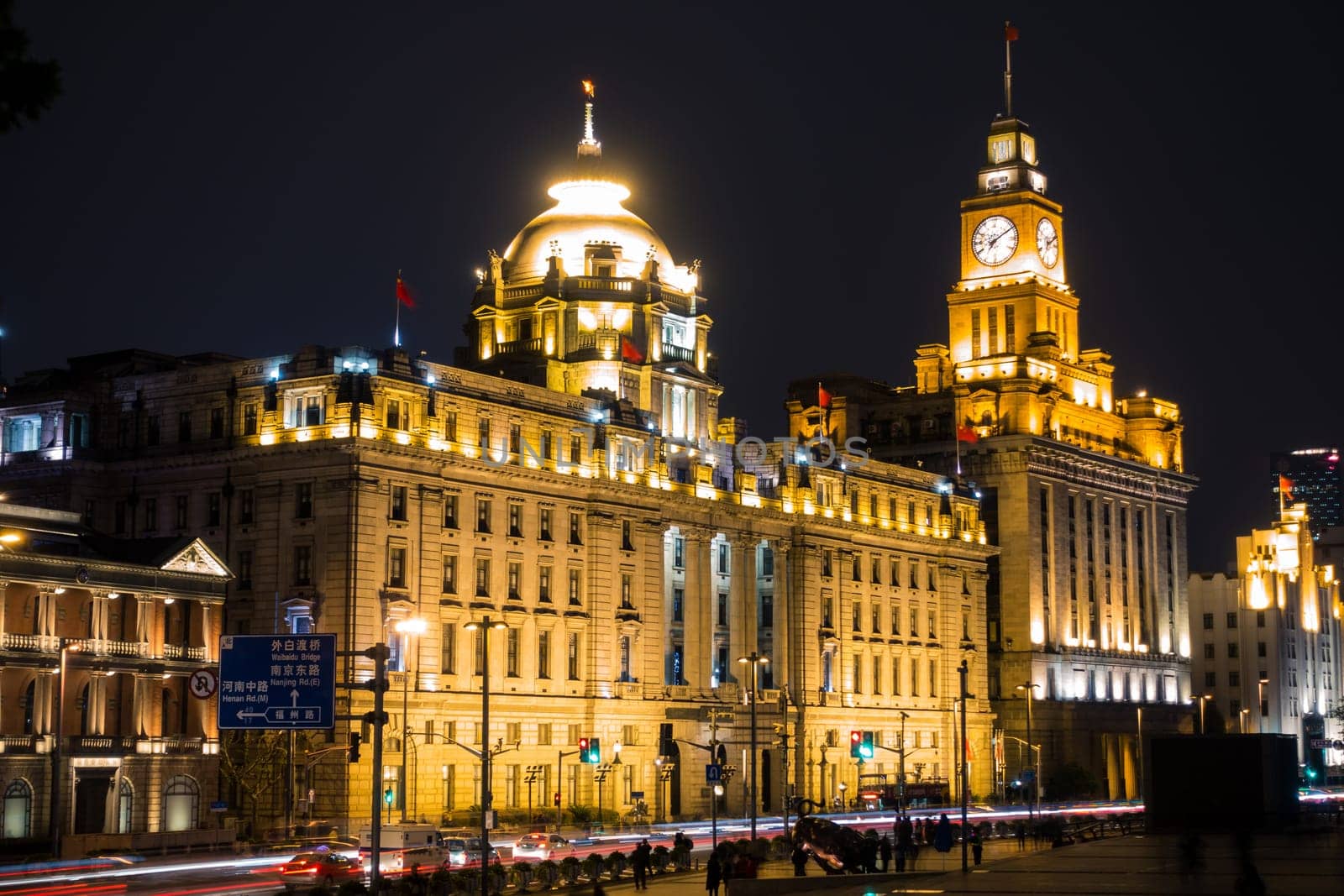 Night Scene of the Buildings in Shanghai,China April 2018