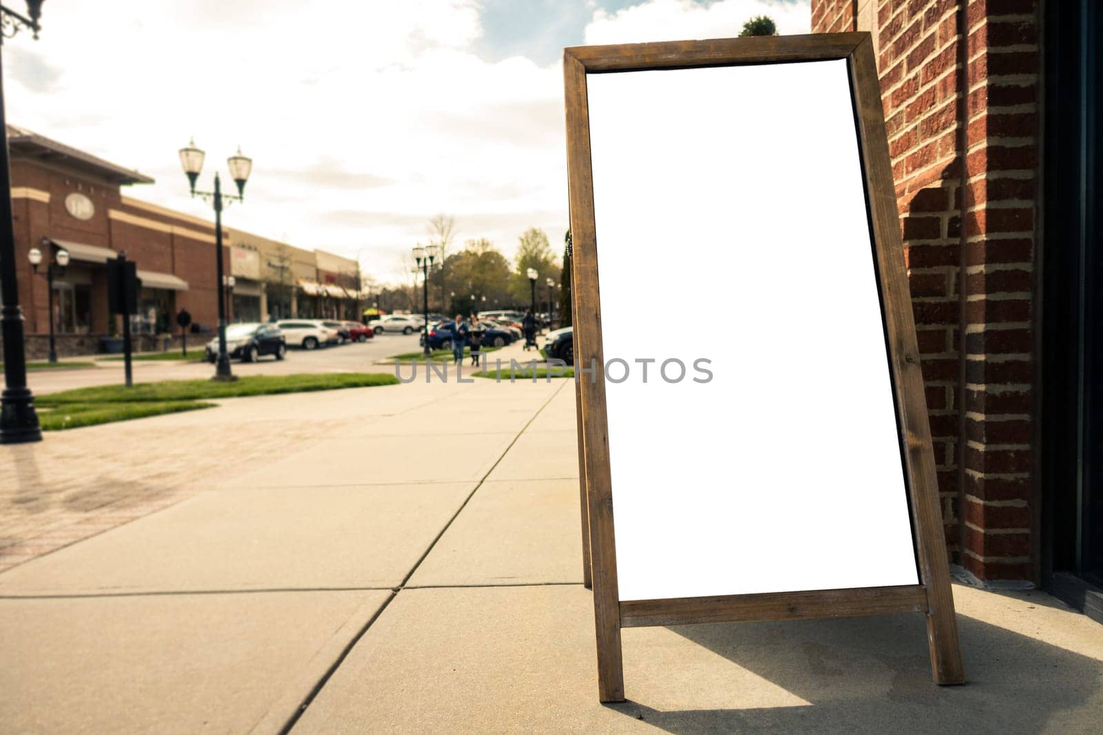 Billboard Rectangular White Mockup City Advertisement front a Store