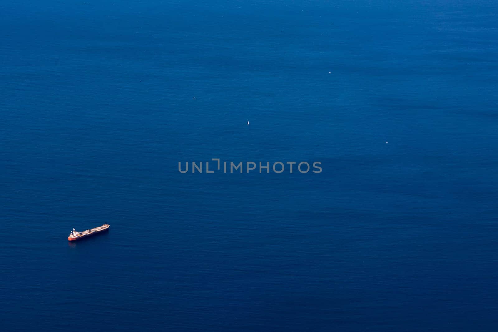 Ocean Tanker Transportation Ship Blue Sky Aerial View Commercial