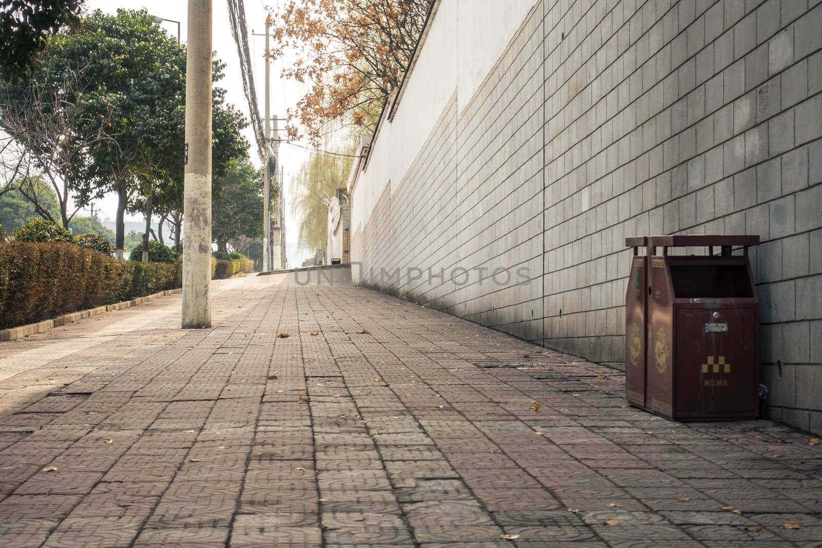Old Empty Sidewalk in Xi'an, China, March 2018