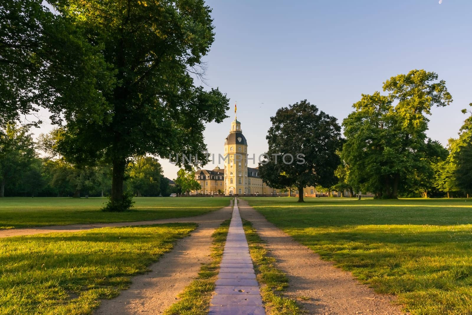 North Side of Karlsruhe Palace Castle Schloss in Germany Blauer Strahl Architecture