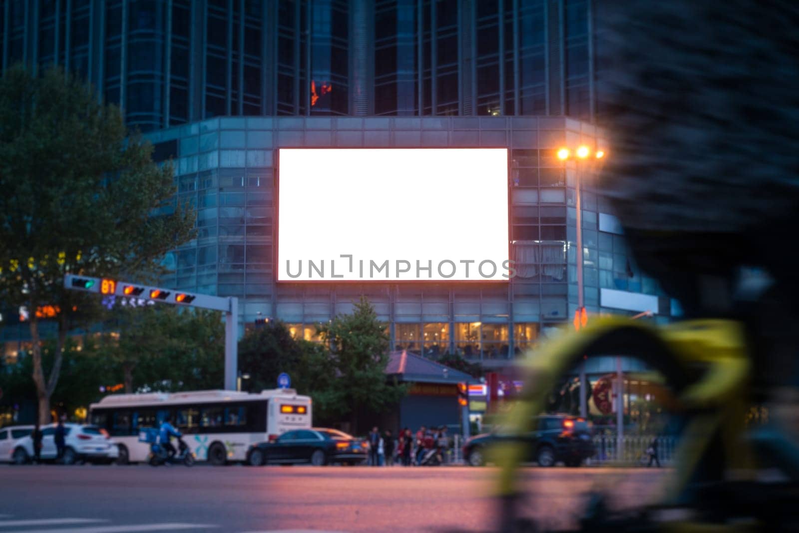 City Billboard Rectangular White Mockup City Advertisement