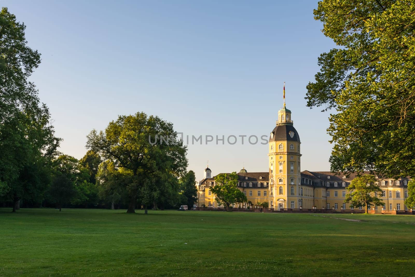 North Side of Karlsruhe Palace Castle Schloss in Germany Blauer Strahl Architecture