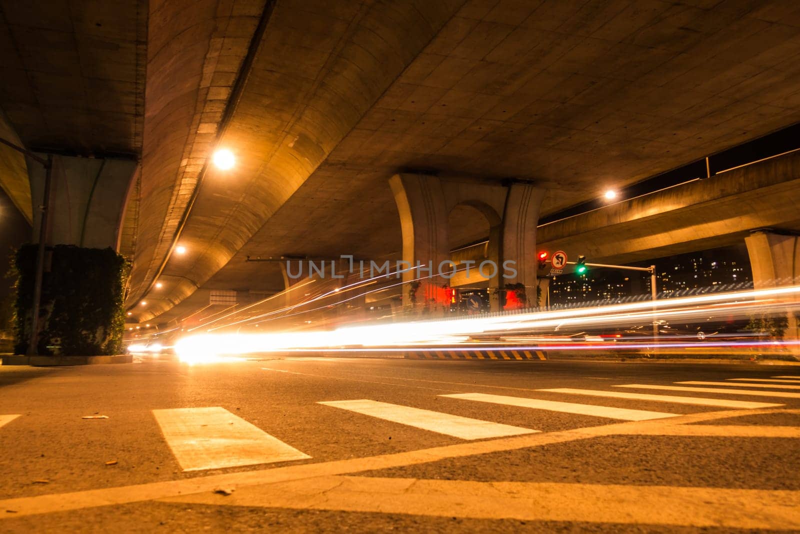 Night Scene of Underpass in Xi'an, China
