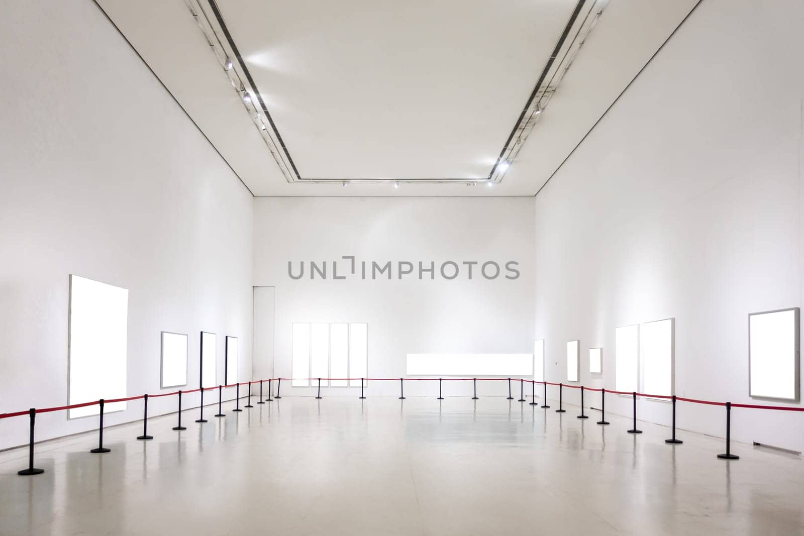 Art Gallery Museum Blank Frame Exhibition White Clipping Path Isolated
