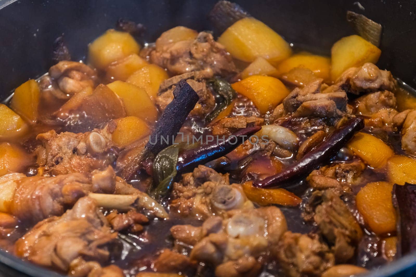 Asian Cooking Cuisine Vegetables Meats Closeup Eating Delicious Homemade