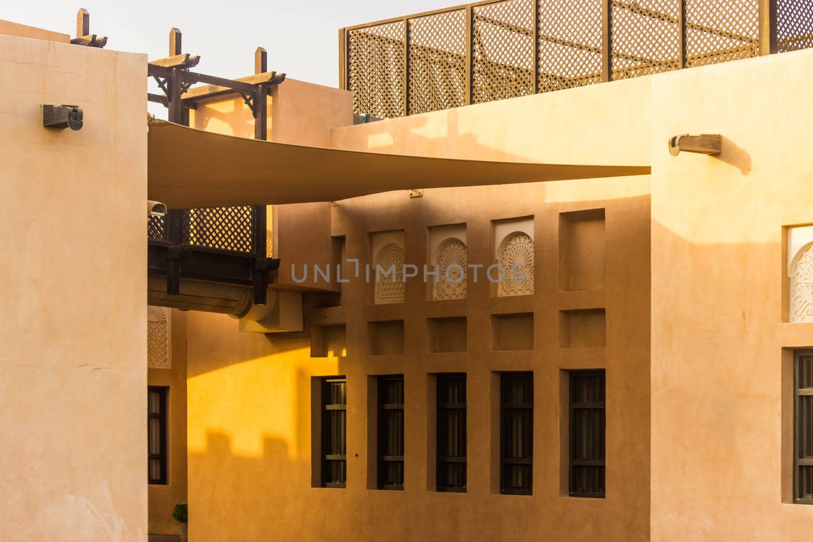 Middle Eastern Square Architecture Desert Building Exterior Detail