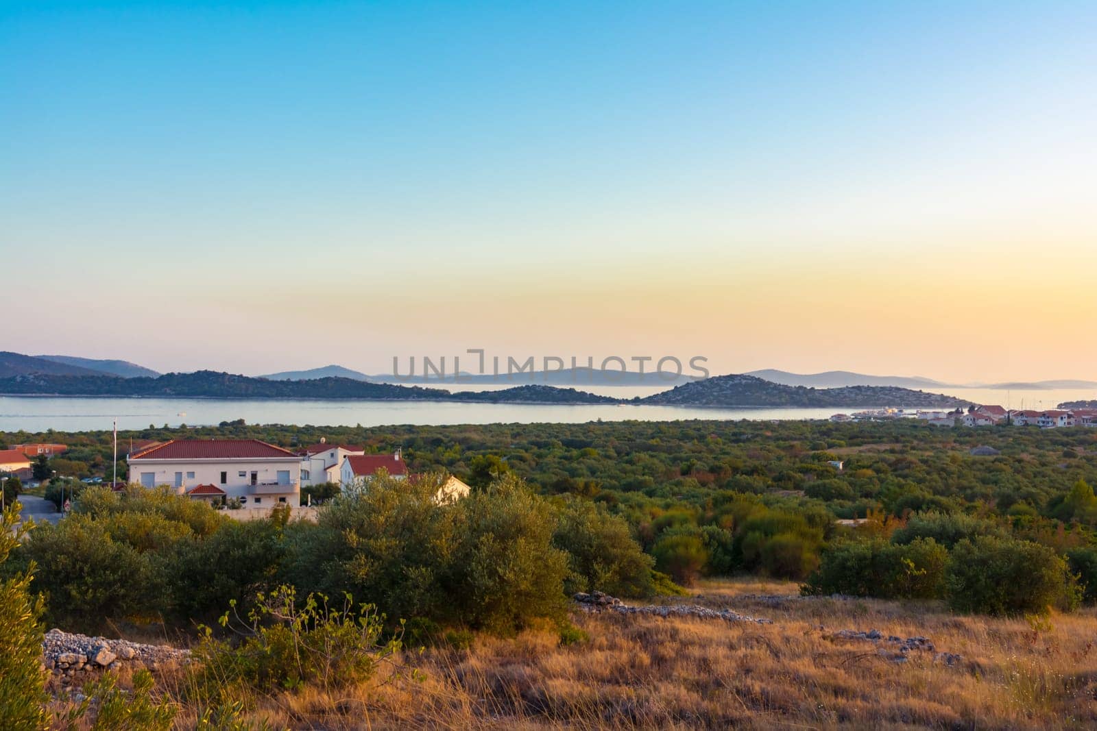 Logorun Landscape Croatia Sunset Beautiful Panorama Ocean Dusk