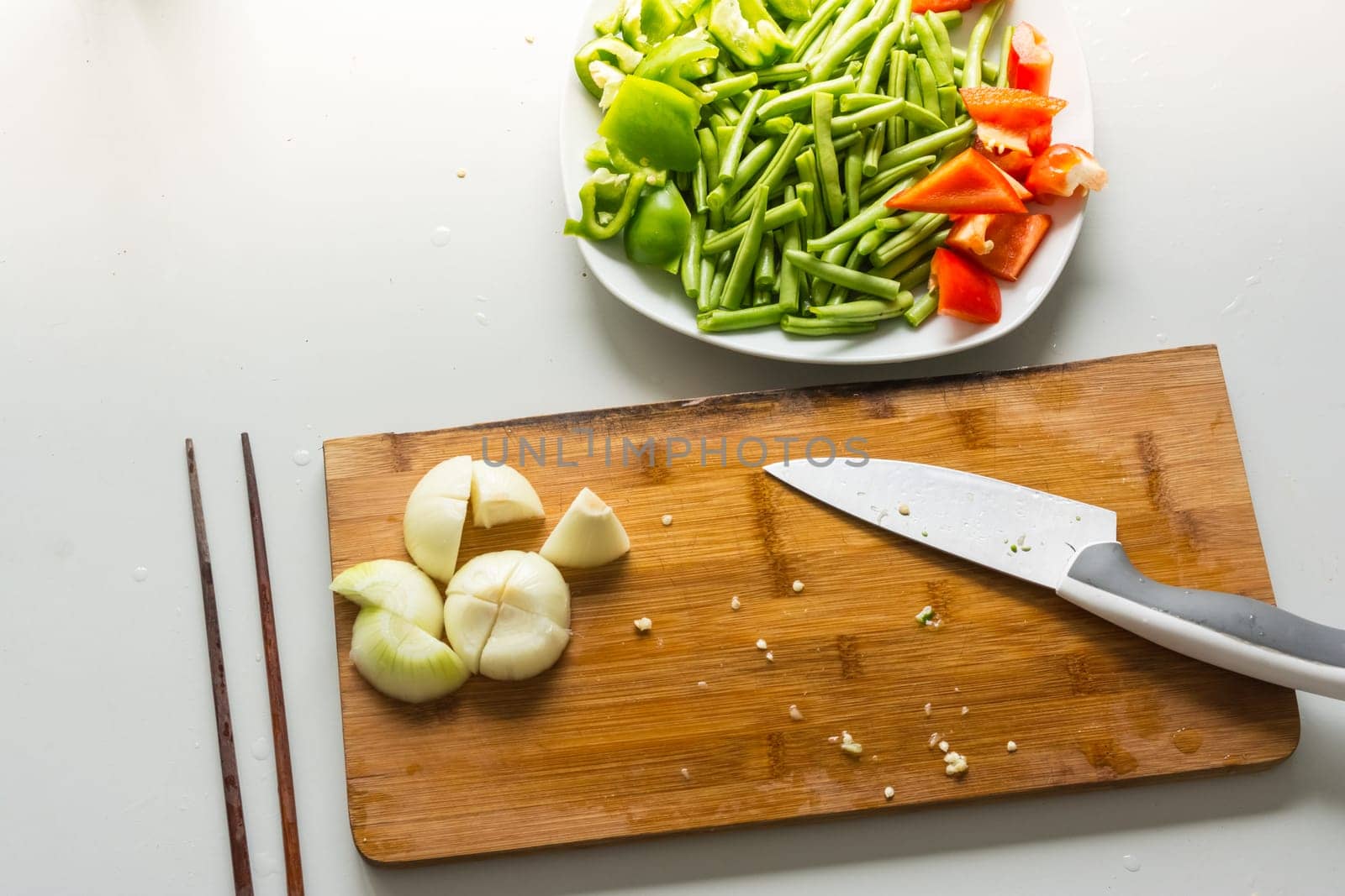 Asian Cooking Cuisine Vegetables Meats Closeup Eating Delicious Homemade