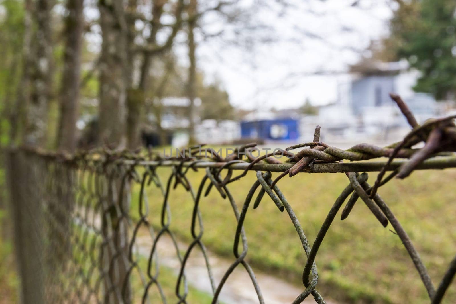 Barbed Wire Fence Closeup Depth of Field Rusty