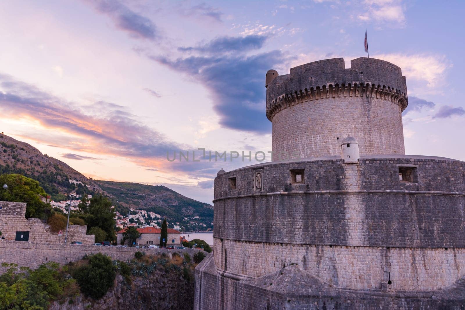 Beautiful Outer Fortress Walls of Dubrovnik Croatia Cityscape Detail European Vacation Destination Sightseeing