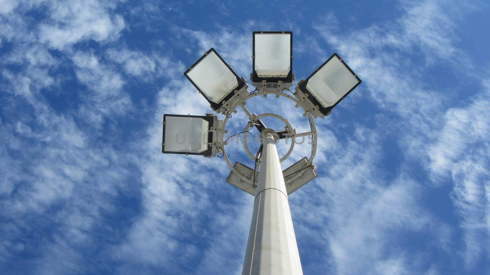 Parking Lot Street Lamp Turned Off Daytime Blue Sky Below