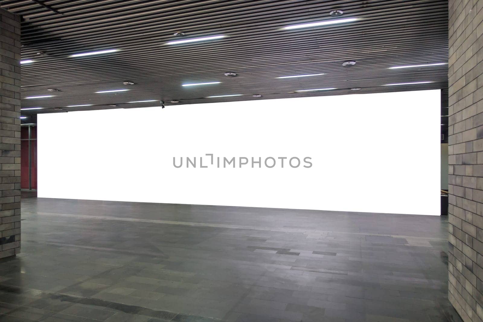 Billboard Underground Wall Mural Blank Isolated White Clipping Path