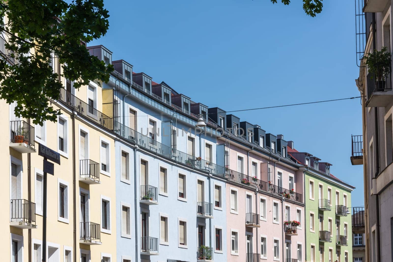 Rainbow Multicolored Houses Typical European Architecture Colors City Residential Buildings