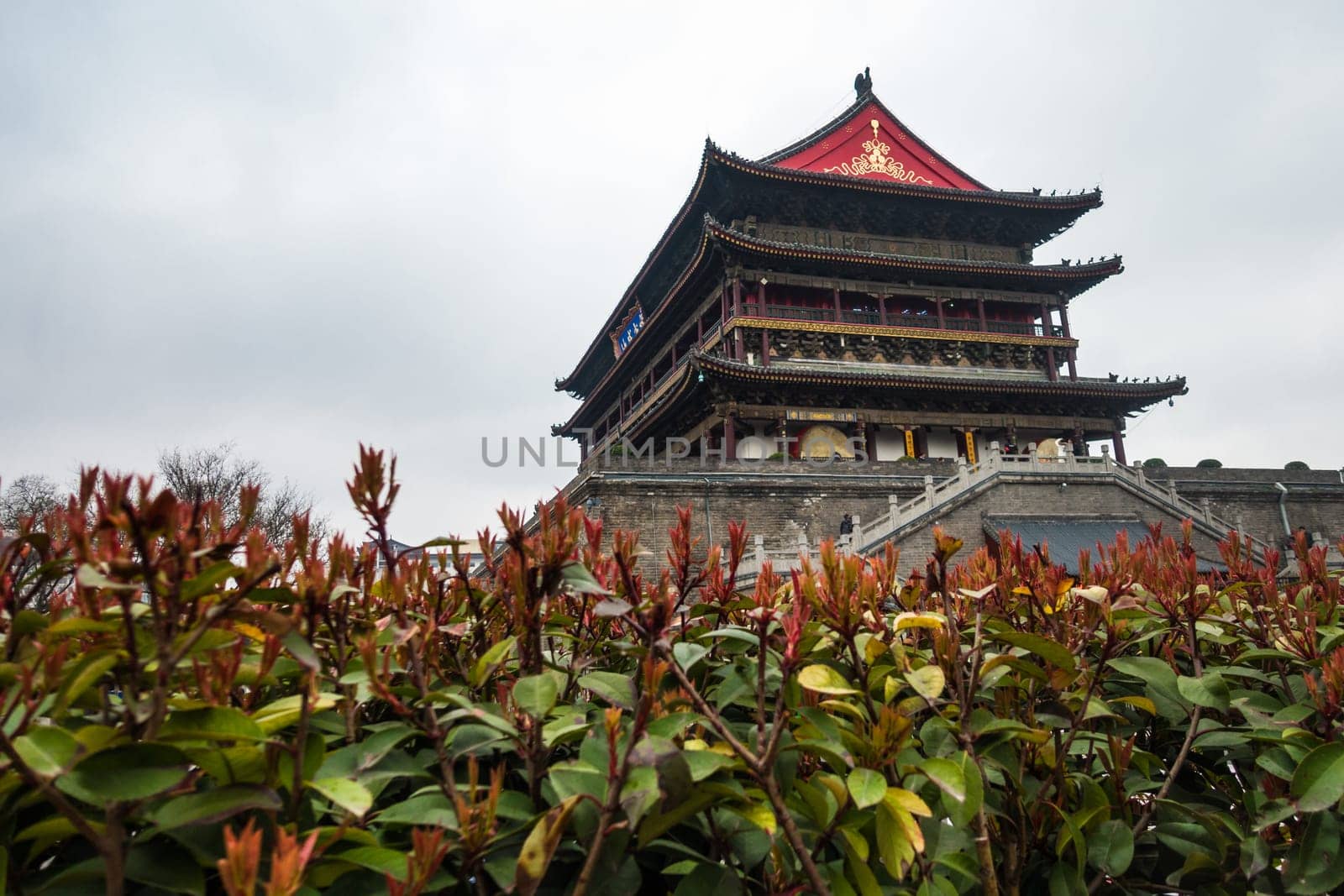 Xi'an China Zhong Lou Central Belltower Cold Winter Day March 2018