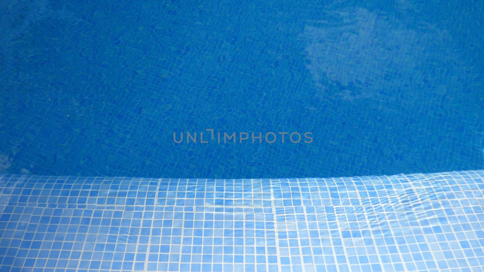 Brightly Colored Blue Pool Tiles Bottom Swimming Empty Water
