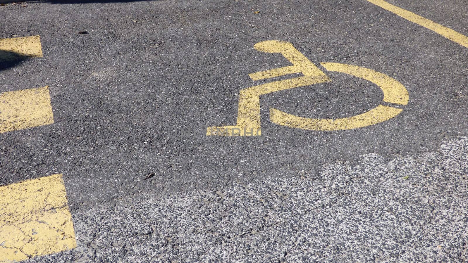 Yellow Handicap Parking Lot Symbol Asphalt Painted Icon