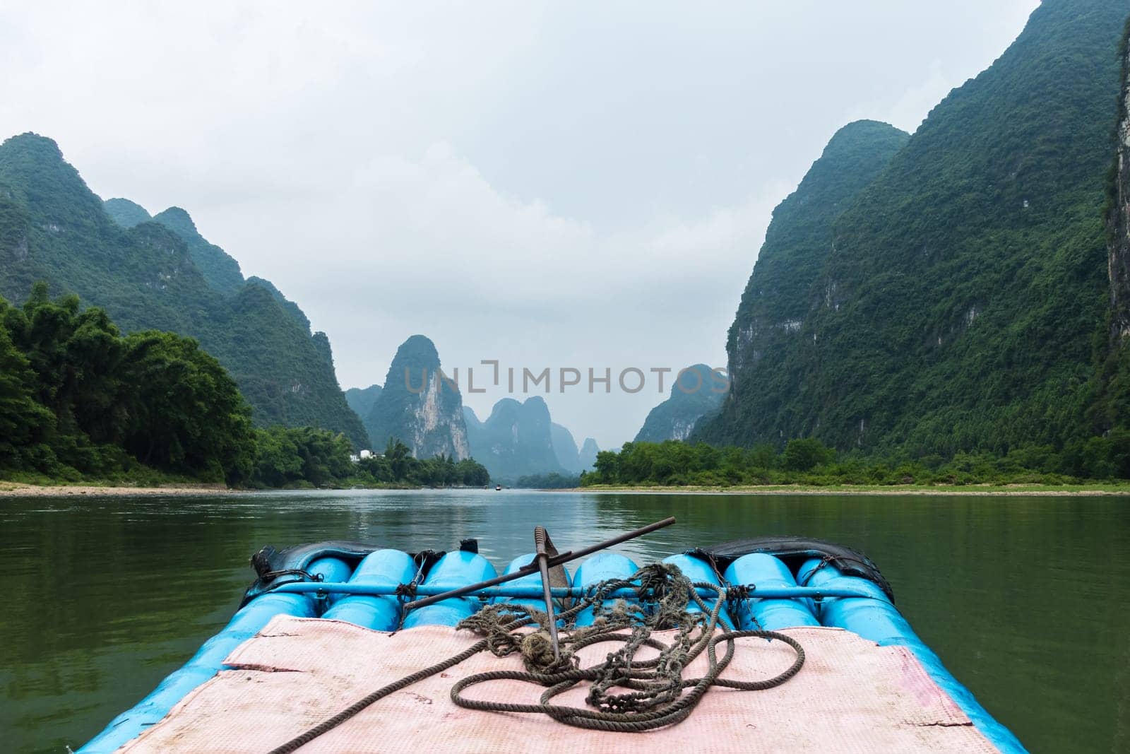 Yangshuo River Boating Landscape Overcast Travel