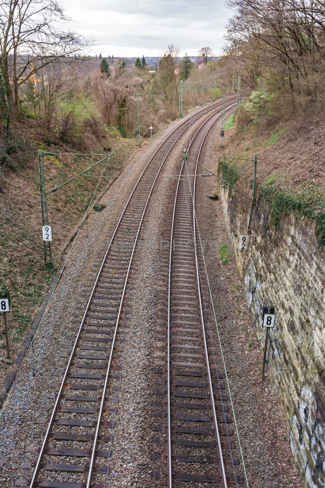 Train Tracks Through Forest from Above Horizon Sunset Curve Landscape Shipping Industry