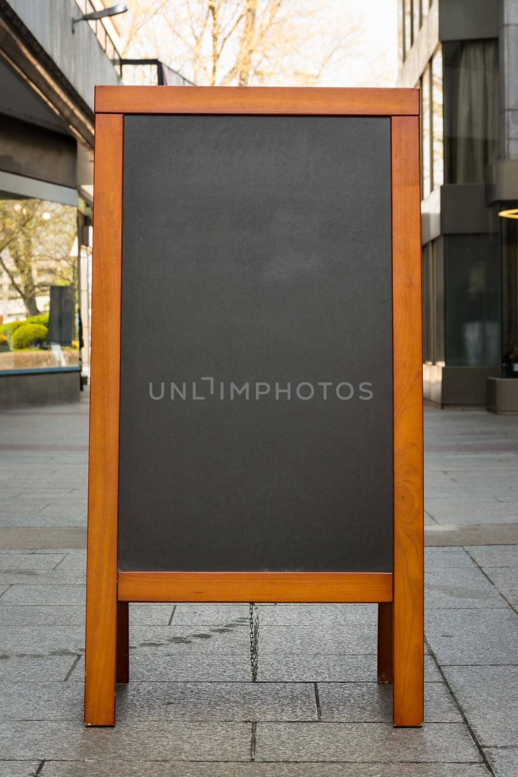 Blank Cafe Chalkboard Sidewalk Bushes Outdoors City Urban Restaurant Menu