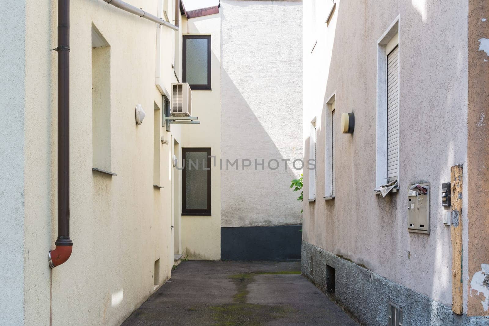 Typical European Alley Way Between Two Houses Space Empty