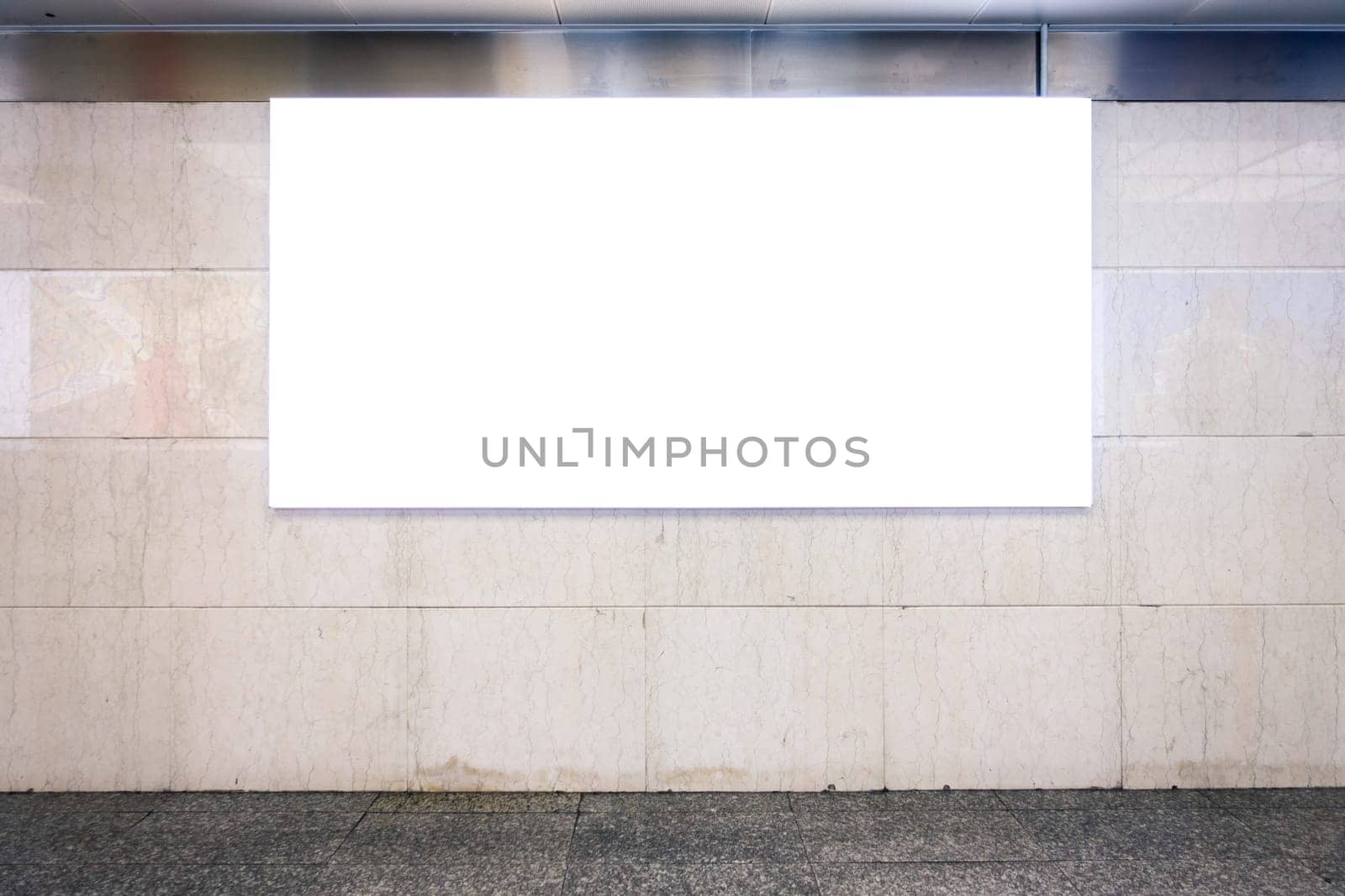 Urban Subway Underground Billboard Rectangular White Mockup City Advertisement