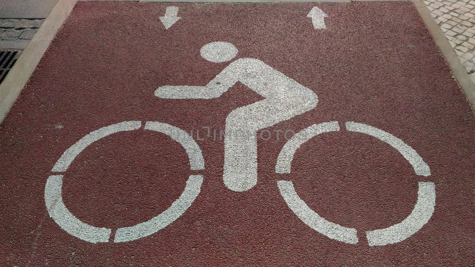 White Painted Bicycle Symbol Sidewalk Public Pedestrian Lane