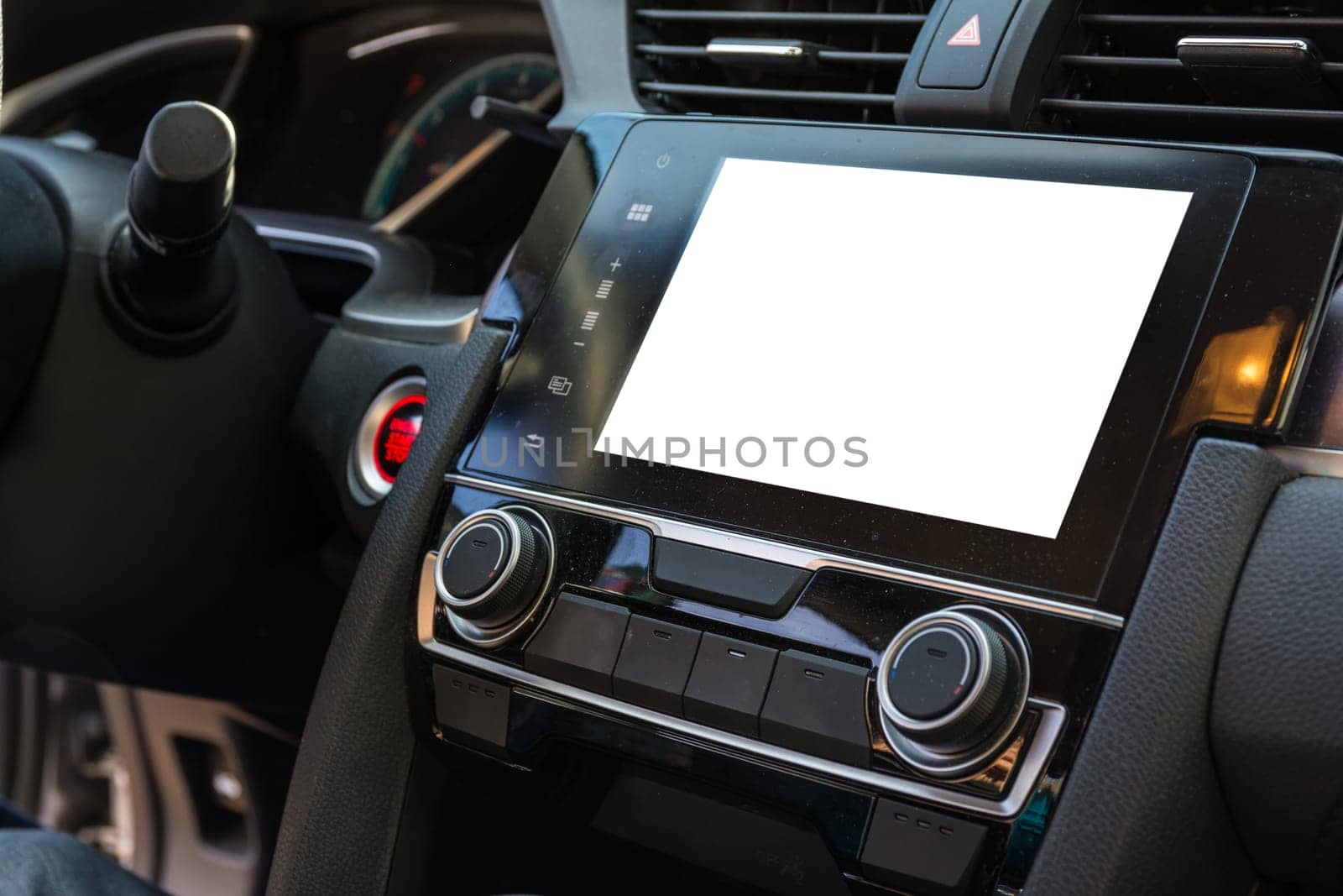 Car GPS Console Front Dashboard Mockup Blank