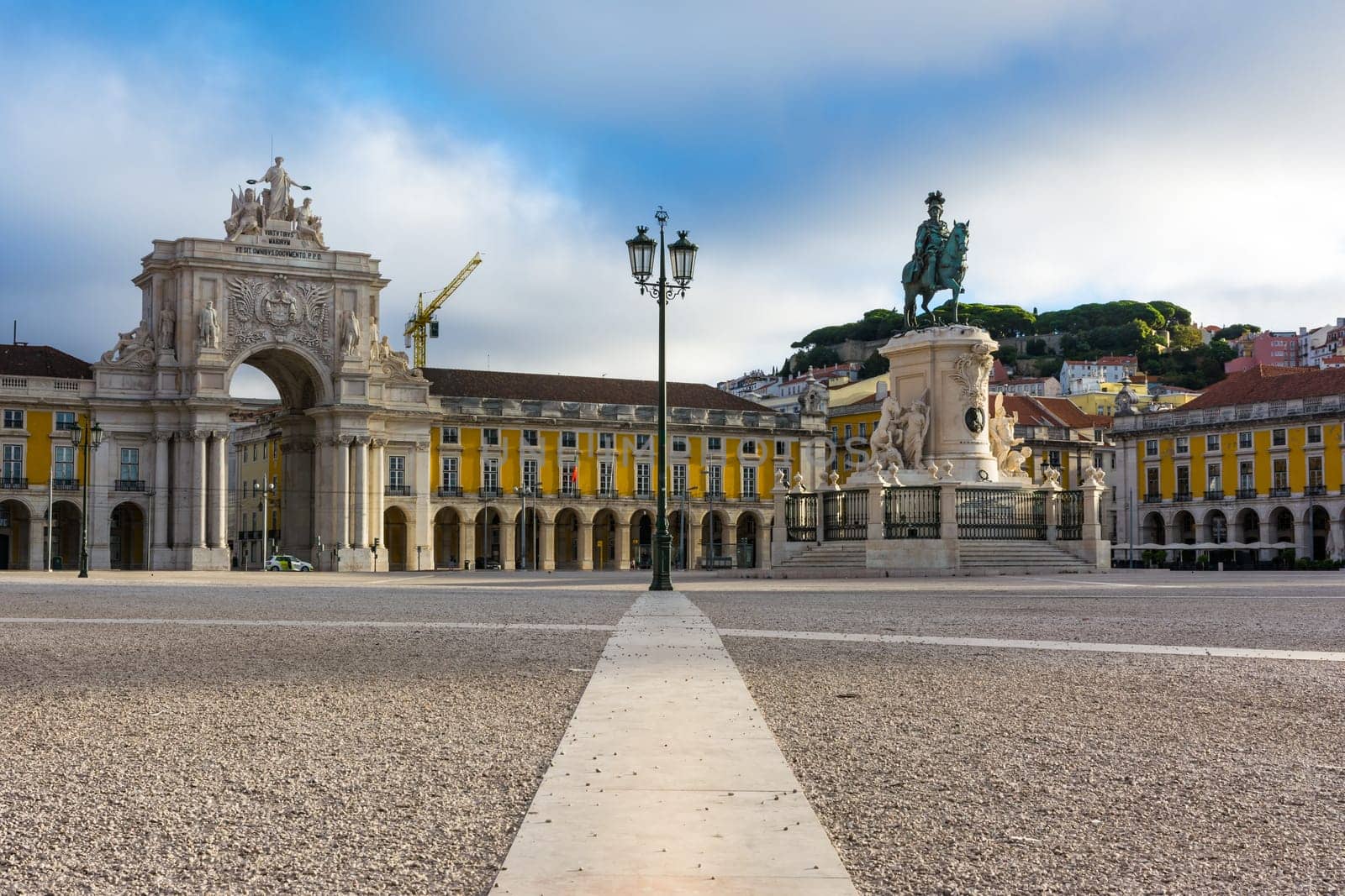Comercio Square Lisbon Portugal Commercial Area Oceanfront City Center Destination Sightseeing Sunrise