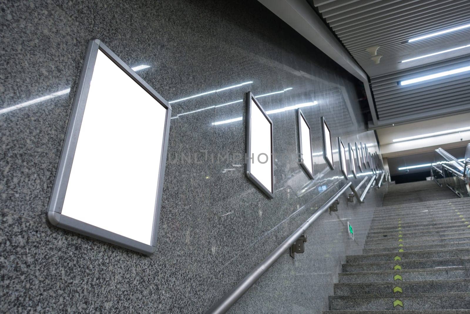 Subway Blank Staircase Advertisements Row Isolated Clipping Path