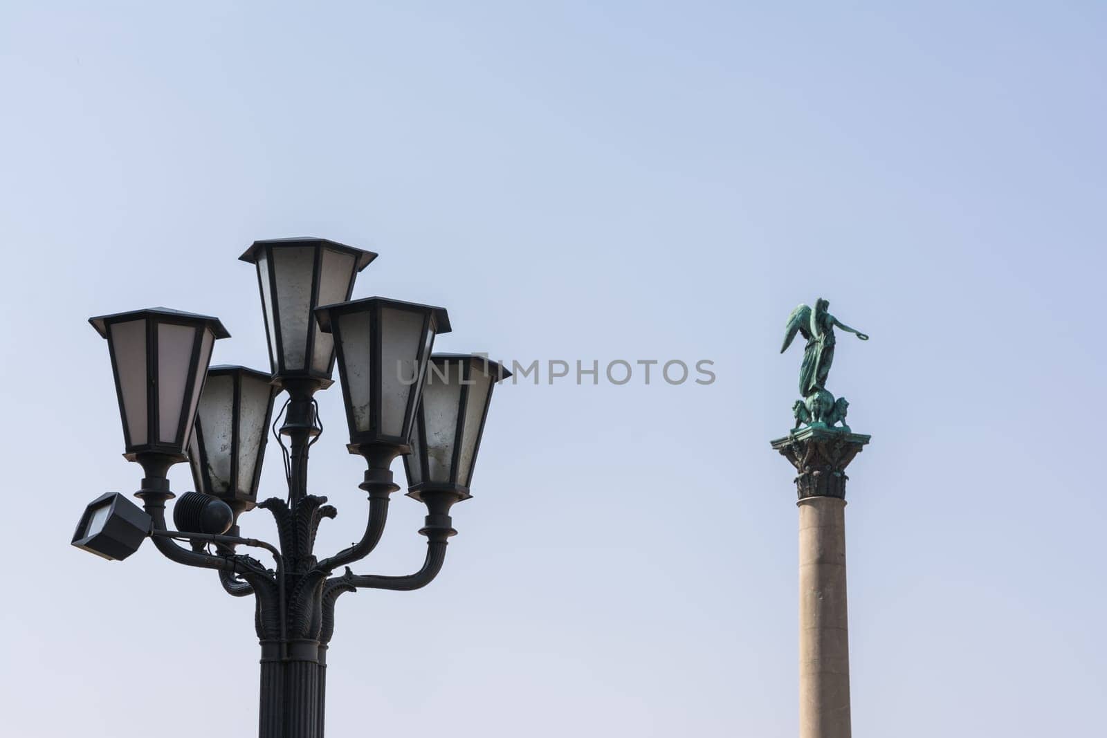 Stuttgart Jubilaeumssaeule Schlossplatz Germany European Blue Sky Background