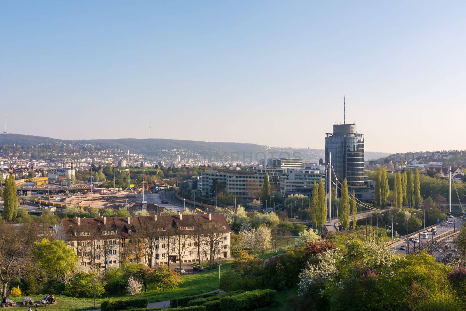 Stuttgart Landscape Loewentor Kessel Aerial Beautiful European City Germany