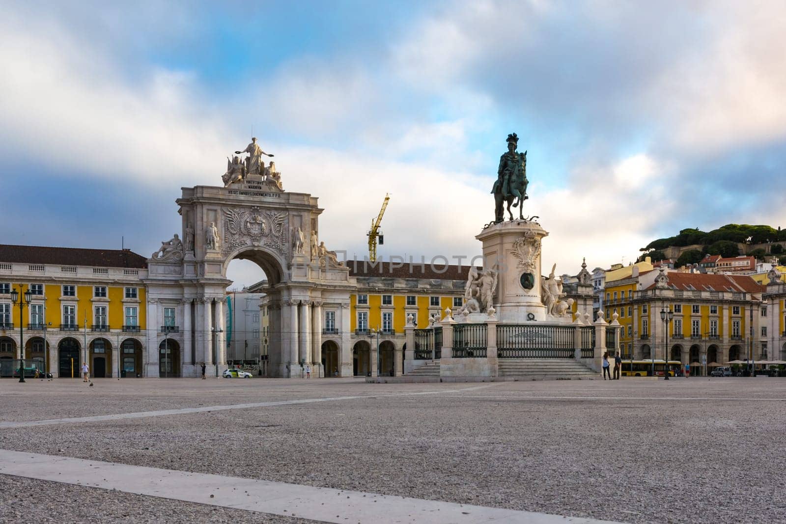 Comercio Square Lisbon Portugal Commercial Area Oceanfront City Center Destination Sightseeing Sunset