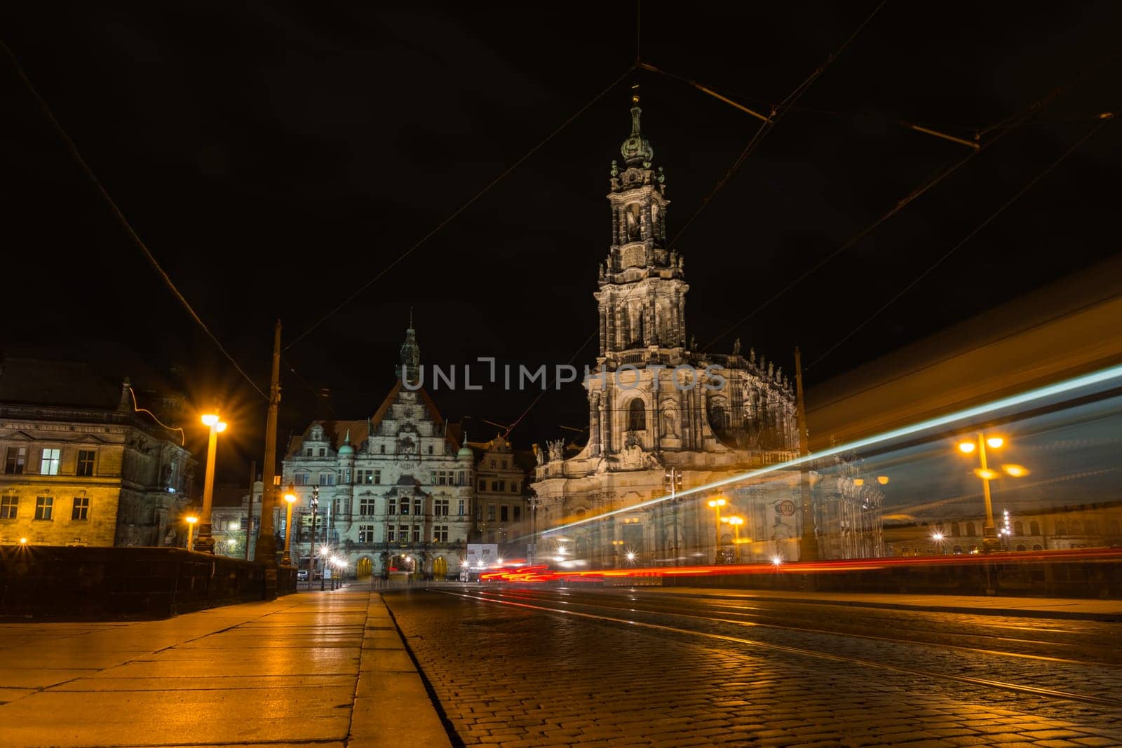 Dresden Catholic Church Overcast Weather Bridge View Exterior Architecture Famous Building