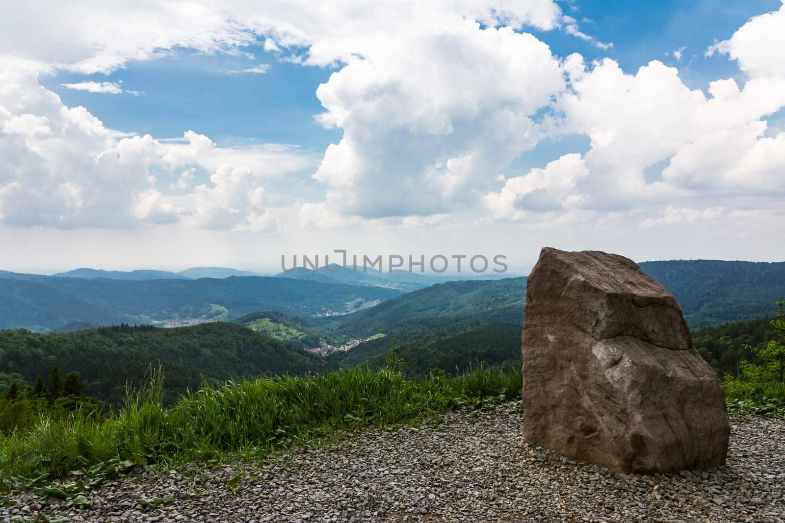 Schwarzwald Black Forest Landscape Wiesbach Rock Beautiful Overlook Mountaintop Trees Germany Europe Destination Clouds Blue Skies