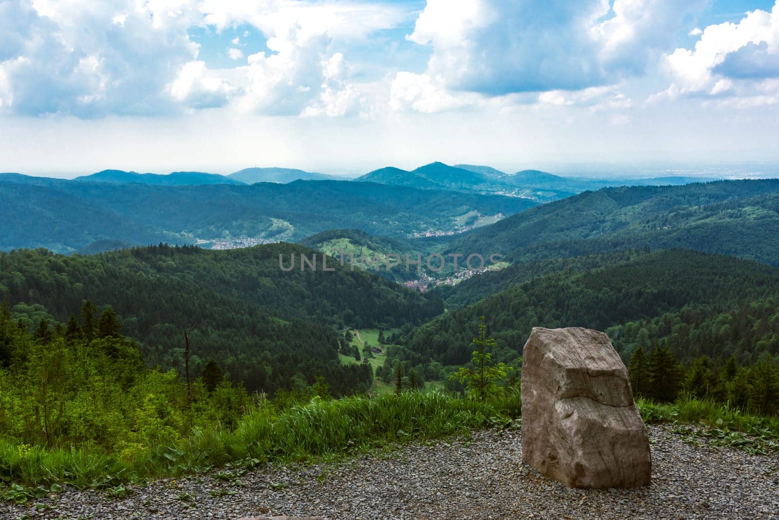 Schwarzwald Black Forest Landscape Wiesbach Rock Beautiful Overlook Mountaintop Trees Germany Europe Destination Clouds Blue Skies