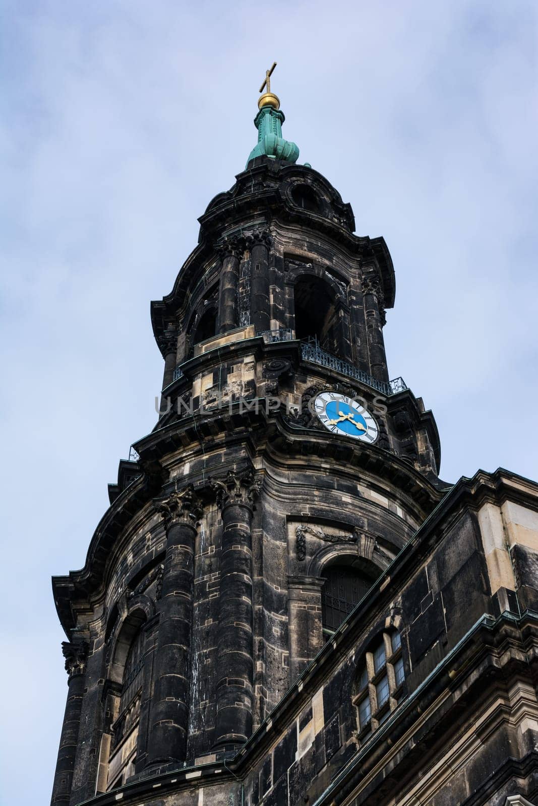 Dresden Catholic Church Overcast Weather Bridge View Exterior Architecture Famous Building