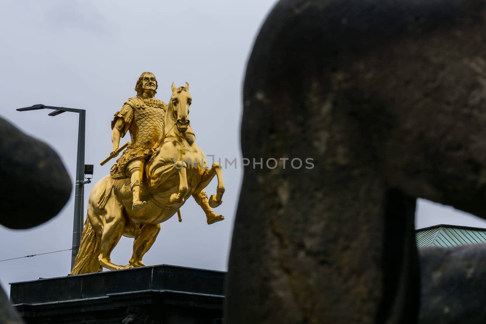 Dresden Golden Rider Outdoors Monument in Winter Overcast Weather
