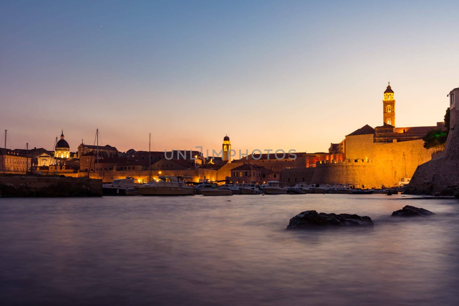 Dubrovnik Croatia During Sunset View Over Old Town Cityscape Beautiful European Vacation Destination Historic Fortress