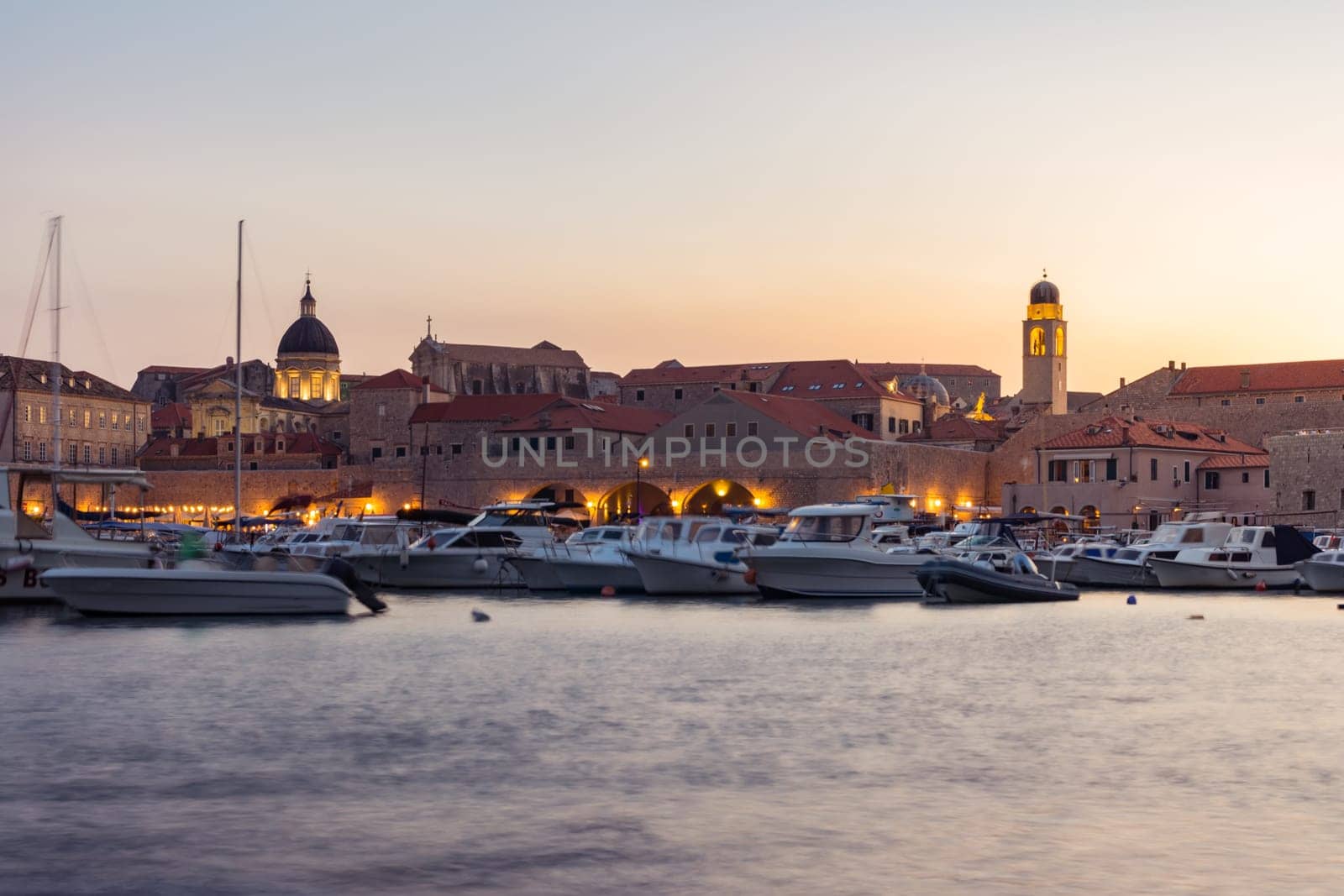 Dubrovnik Croatia During Sunset View Over Old Town Cityscape Beautiful European Vacation Destination Historic Fortress