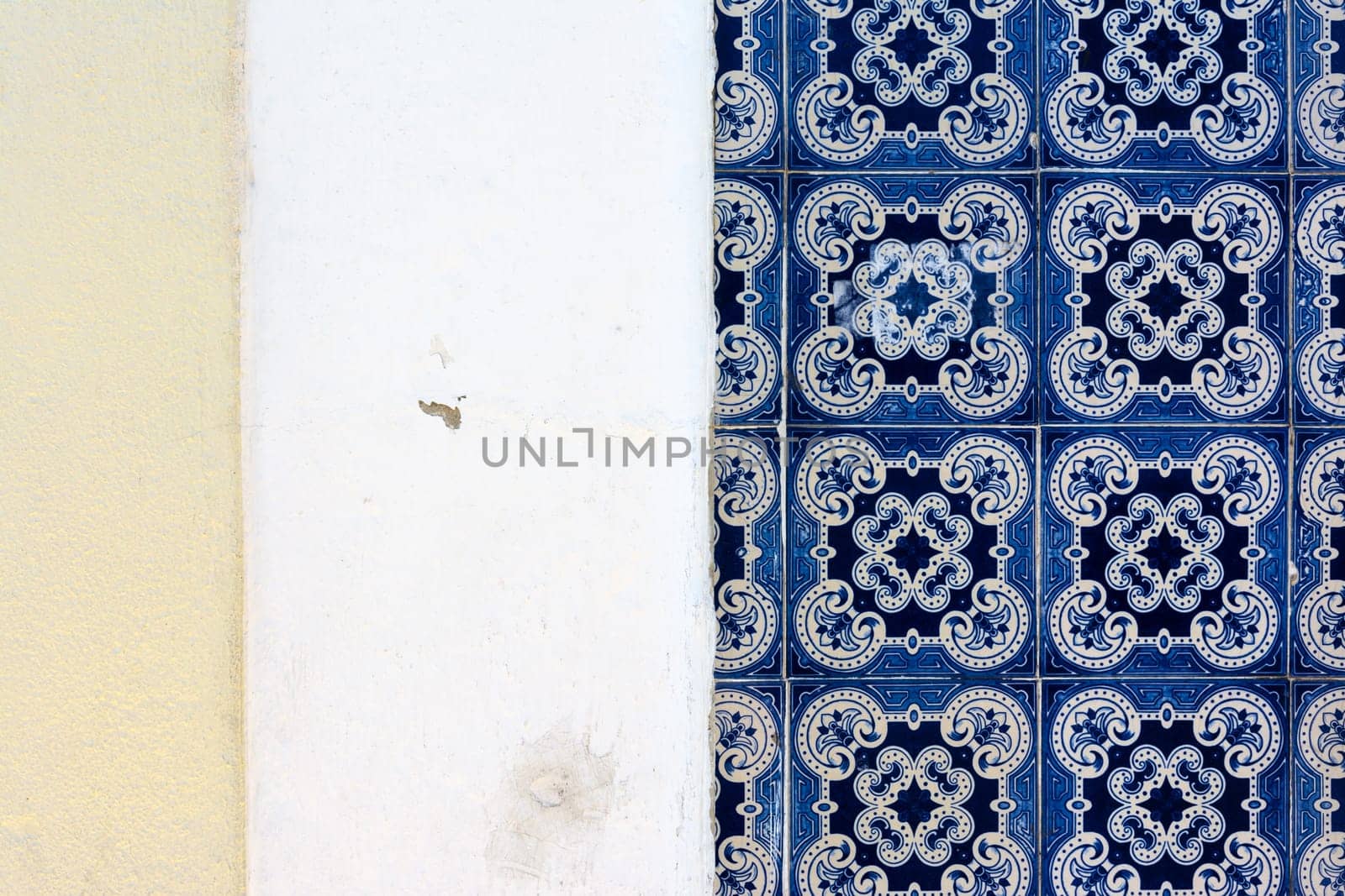 Portuguese Traditional Tiles Exterior Detail Architecture Famous Blue Window Trim Decoration