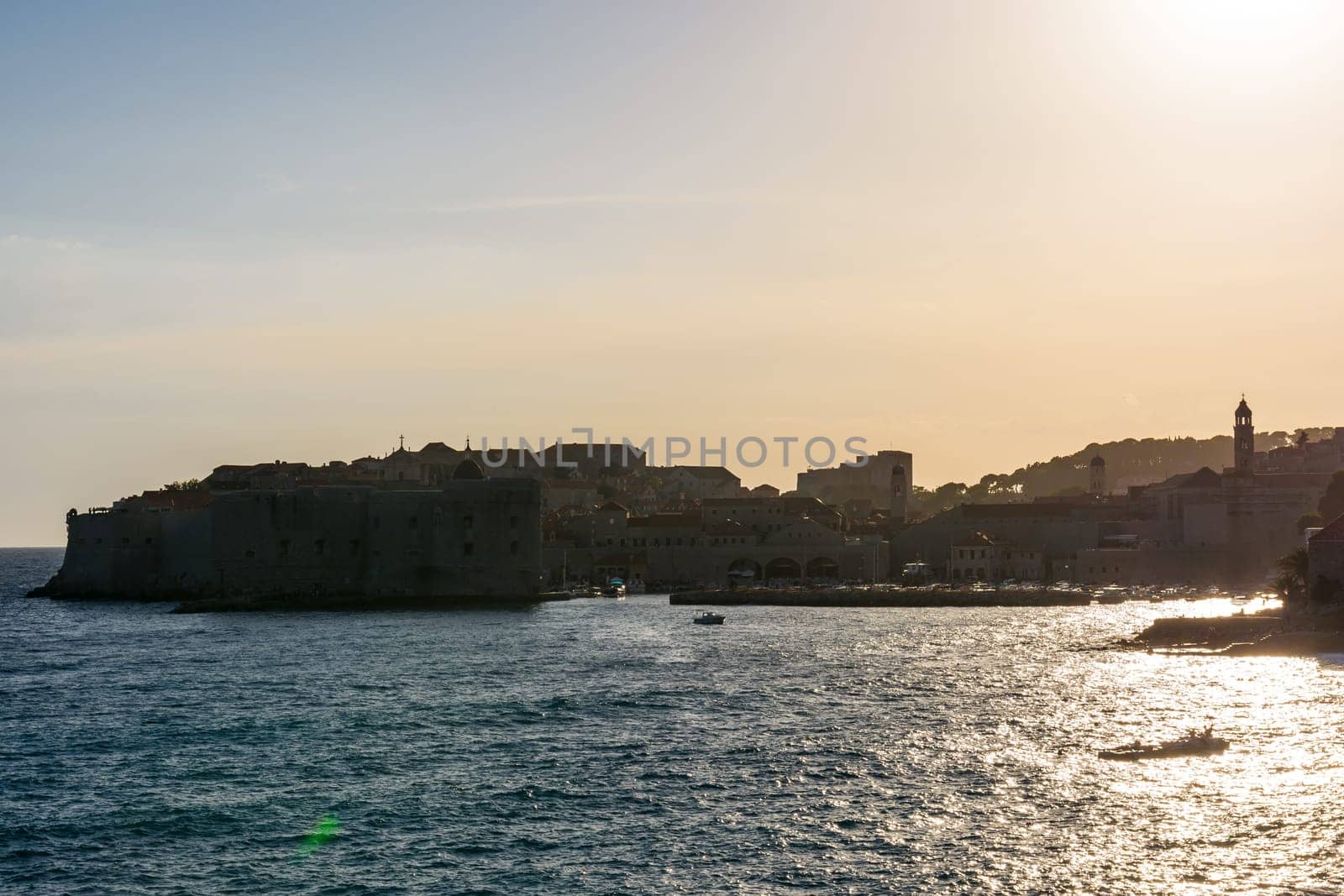 Dubrovnik Croatia During Sunset View Over Old Town Cityscape Beautiful European Vacation Destination Historic Fortress
