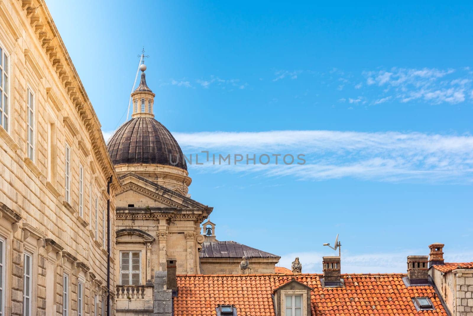 Famous Orange Rooftops of Dubrovnik Croatia Cityscape Aerial View Walking Along Fortress Walls