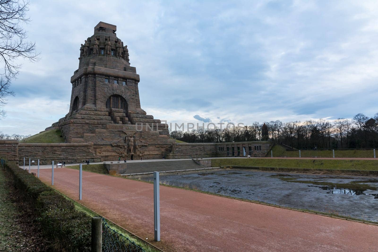 Leipzig Voelkerschlachtdenkmal Monument Battle Military Tower Destination Sights City Germany European Architecture Entrance Front See der Traenen