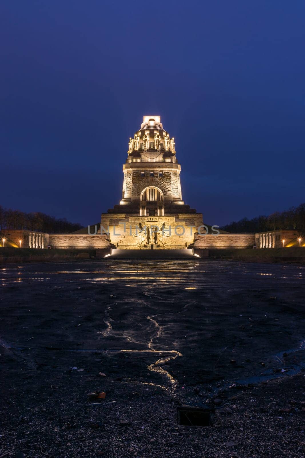Leipzig Voelkerschlachtdenkmal Monument Battle Military Tower Destination Sights City Germany European Architecture Entrance Front See der Traenen