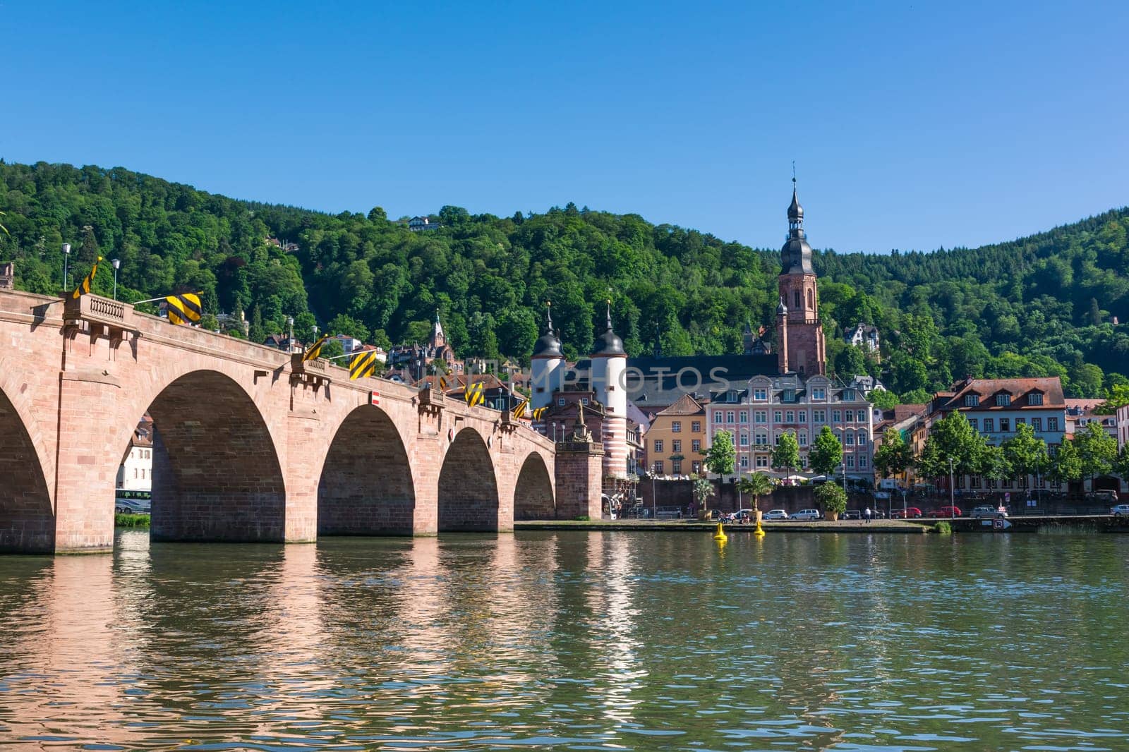 Heidelberg Hills Green Landscape Heiliggeistkirche German Destination Travel Summer Blue Sky Day