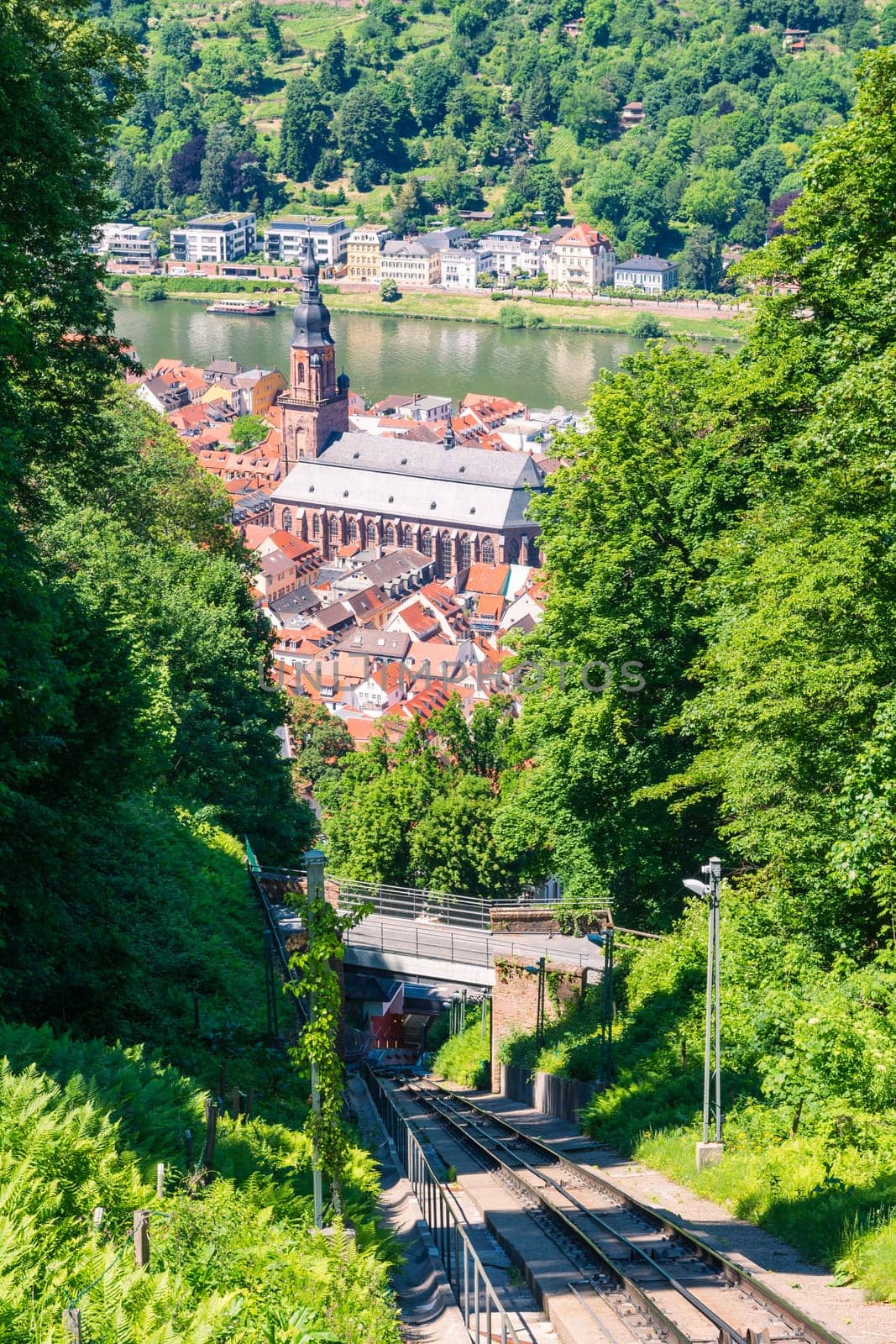 Heidelberg Hills Green Landscape Heiliggeistkirche German Destination Travel Summer Blue Sky Day